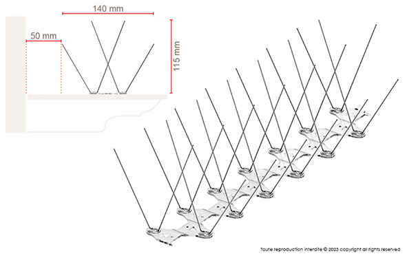 Anti-bird spike ECOPIC E4, suitable for pigeons, seagulls, magpies... 