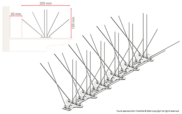 Anti-bird spike ECOPIC E6, suitable for gulls, seagulls, pigeons...